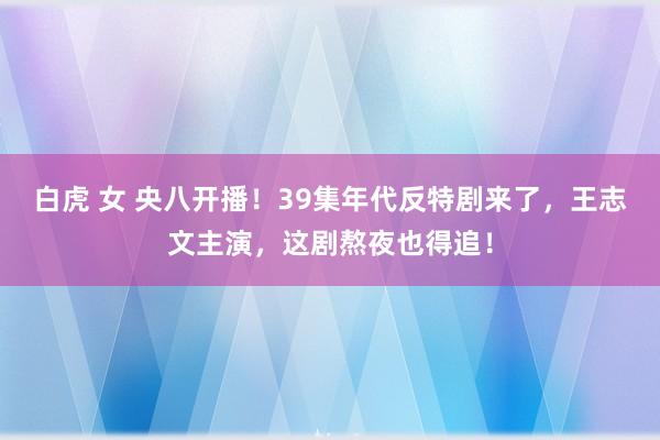 白虎 女 央八开播！39集年代反特剧来了，王志文主演，这剧熬夜也得追！