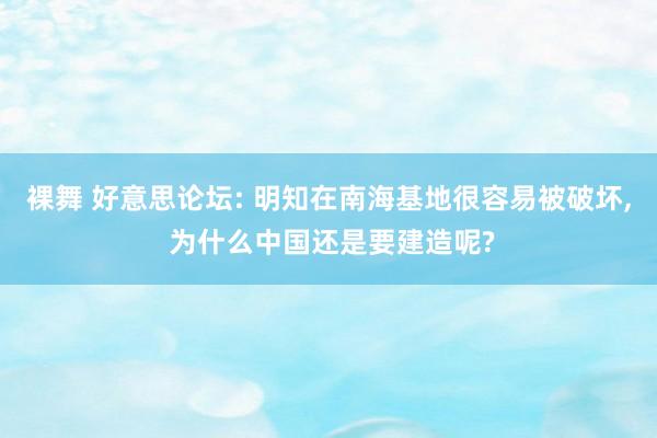 裸舞 好意思论坛: 明知在南海基地很容易被破坏, 为什么中国还是要建造呢?