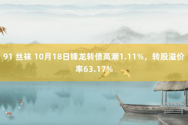 91 丝袜 10月18日锋龙转债高潮1.11%，转股溢价率63.17%