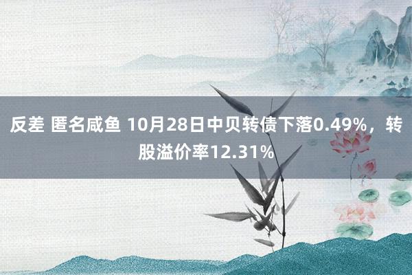 反差 匿名咸鱼 10月28日中贝转债下落0.49%，转股溢价率12.31%