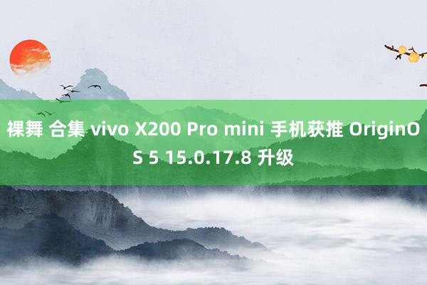 裸舞 合集 vivo X200 Pro mini 手机获推 OriginOS 5 15.0.17.8 升级