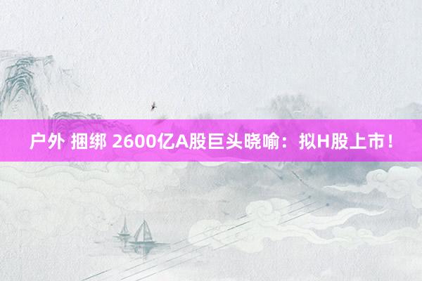 户外 捆绑 2600亿A股巨头晓喻：拟H股上市！