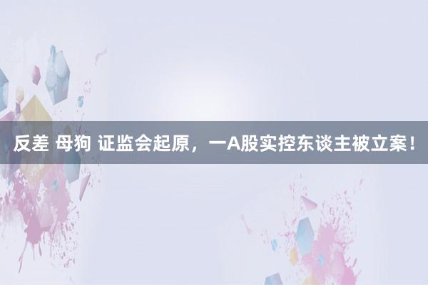 反差 母狗 证监会起原，一A股实控东谈主被立案！