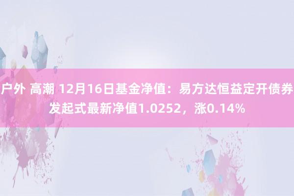 户外 高潮 12月16日基金净值：易方达恒益定开债券发起式最新净值1.0252，涨0.14%