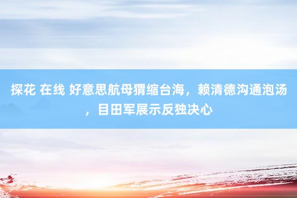 探花 在线 好意思航母猬缩台海，赖清德沟通泡汤，目田军展示反独决心