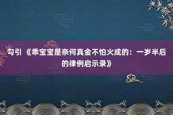 勾引 《乖宝宝是奈何真金不怕火成的：一岁半后的律例启示录》