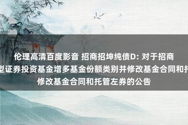 伦理高清百度影音 招商招坤纯债D: 对于招商招坤纯债债券型证券投资基金增多基金份额类别并修改基金合同