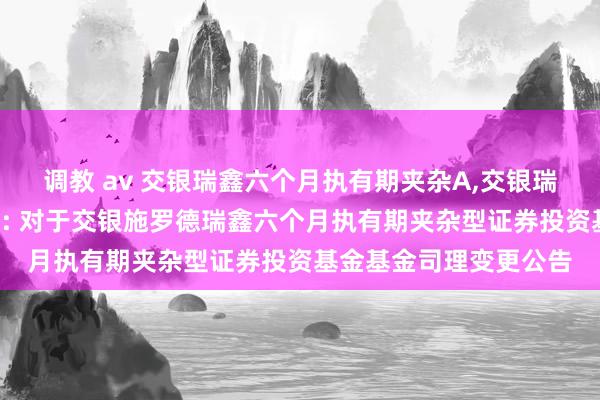 调教 av 交银瑞鑫六个月执有期夹杂A,交银瑞鑫六个月执有期夹杂C: 对于交银施罗德瑞鑫六个月执有期