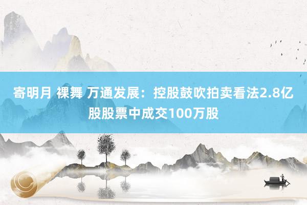 寄明月 裸舞 万通发展：控股鼓吹拍卖看法2.8亿股股票中成交100万股