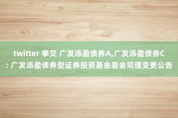 twitter 拳交 广发添盈债券A,广发添盈债券C: 广发添盈债券型证券投资基金基金司理变更公告