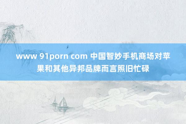 www 91porn com 中国智妙手机商场对苹果和其他异邦品牌而言照旧忙碌