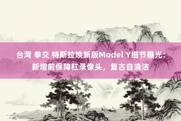 台灣 拳交 特斯拉焕新版Model Y细节曝光：新增前保障杠录像头，复古自清洁