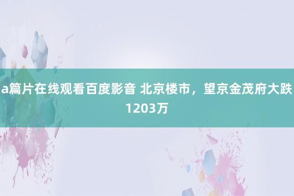 a篇片在线观看百度影音 北京楼市，望京金茂府大跌1203万