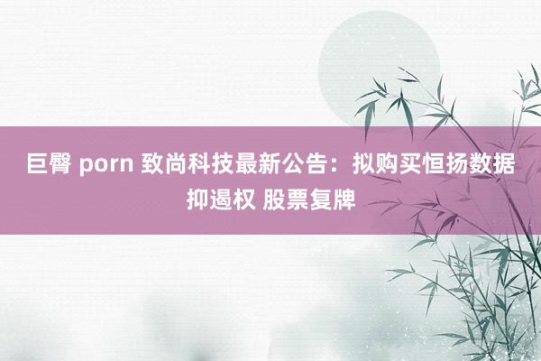 巨臀 porn 致尚科技最新公告：拟购买恒扬数据抑遏权 股票复牌